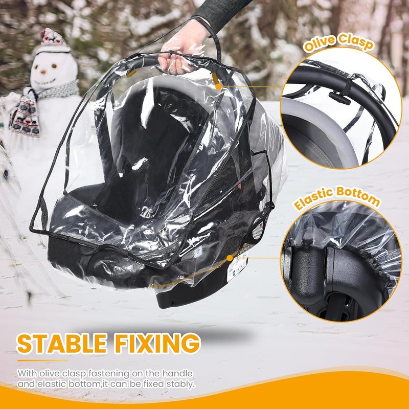 IvyWind Car Seat Rain Cover Universal, Food Grade EVA, Waterproof Weather Shield for Infant Car Seat with Storage Bag, Baby Car Seat Stroller Rain Cover Features Side Ventilation, Quick-Access Roll-Up Door - Image 4